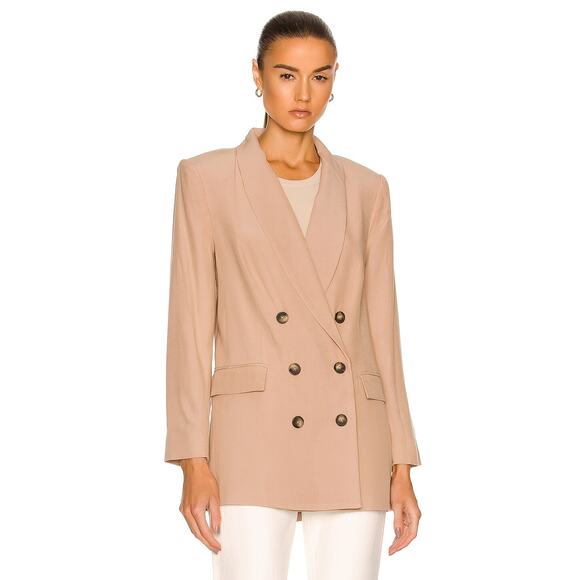 L'AGENCE Jayda Double Breasted Blazer in Cappuccino Size 0 - Picture 4 of 8